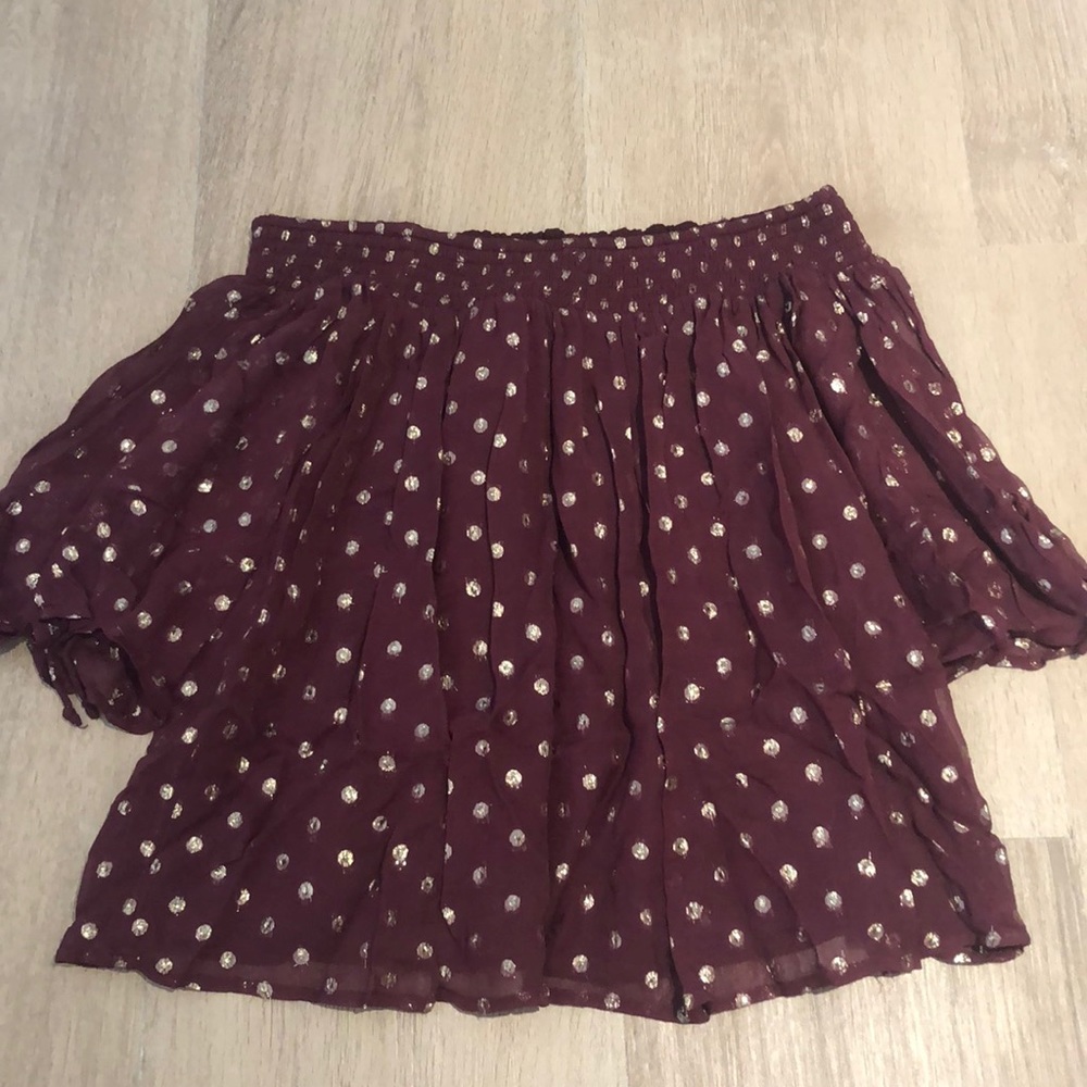 Burgundy off-shoulder top